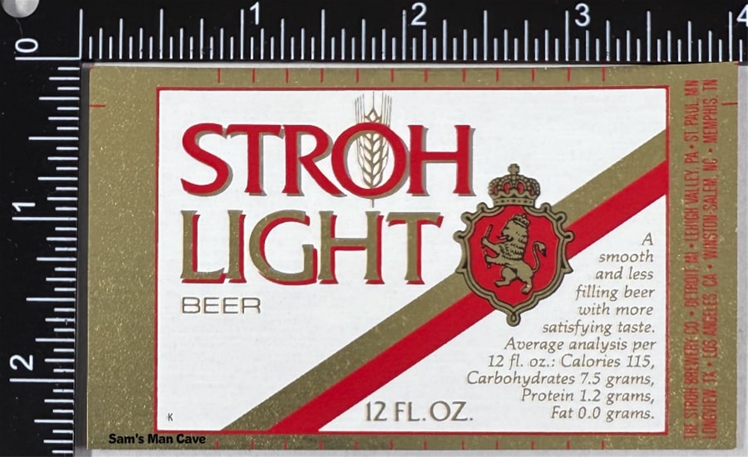 Stroh Light Beer Label