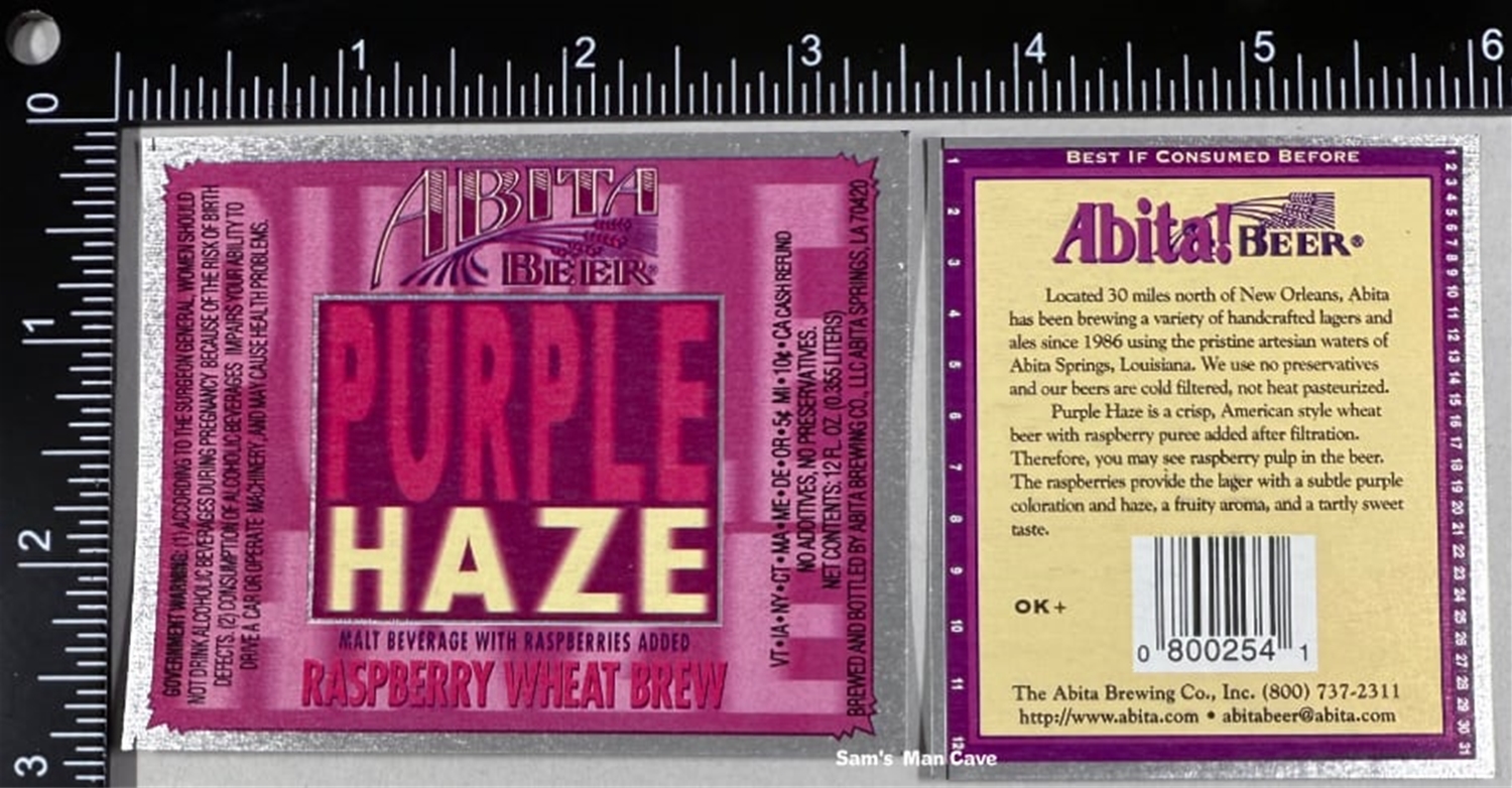 Abita Purple Haze Beer Label