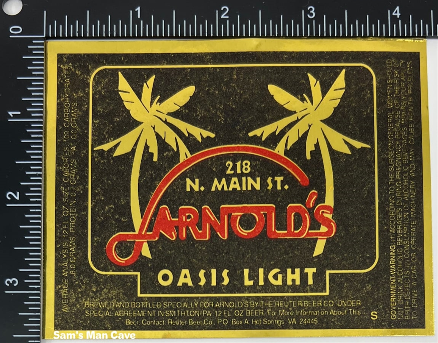 Arnold's Oasis Light Beer Label