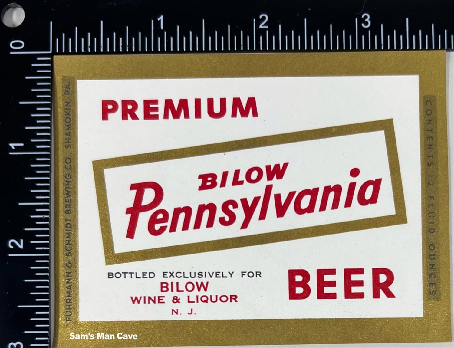 Bilow Pennsylvania Premium Beer Label