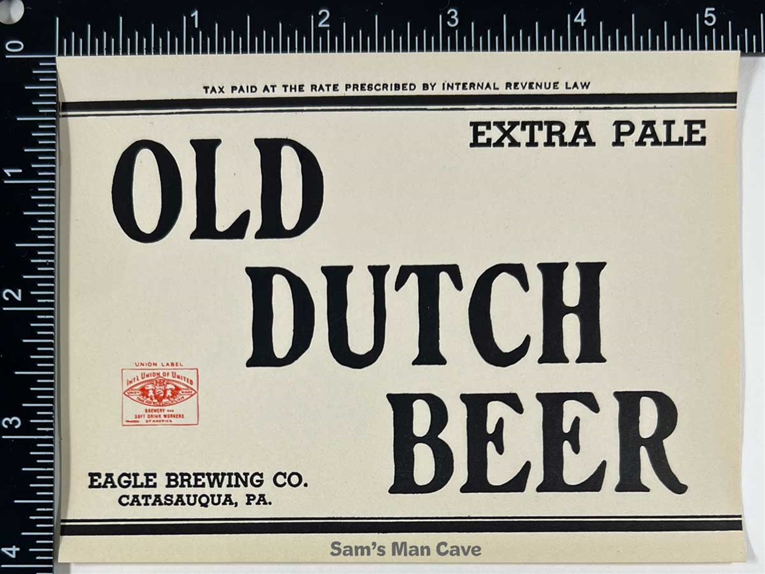 Old Dutch Extra Pale IRTP Beer Label