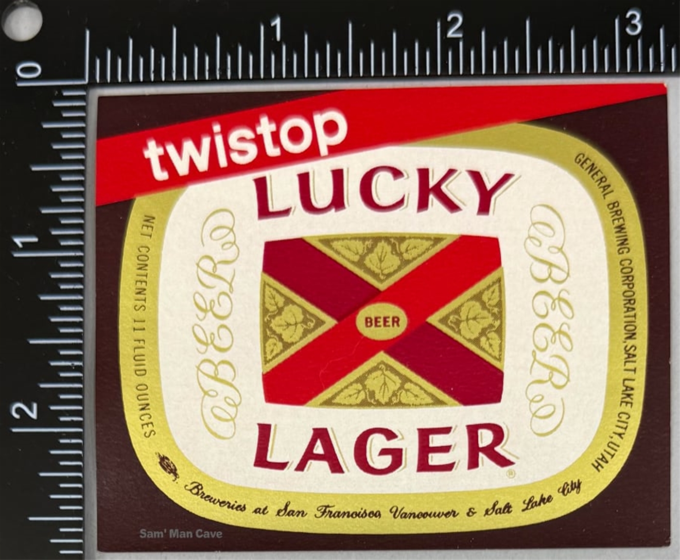 Lucky Lager twistop Beer Label