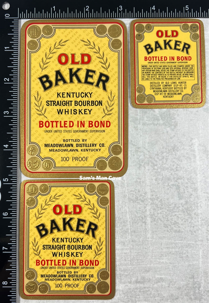 Old Baker Straight Bourbon Whiskey Label Set
