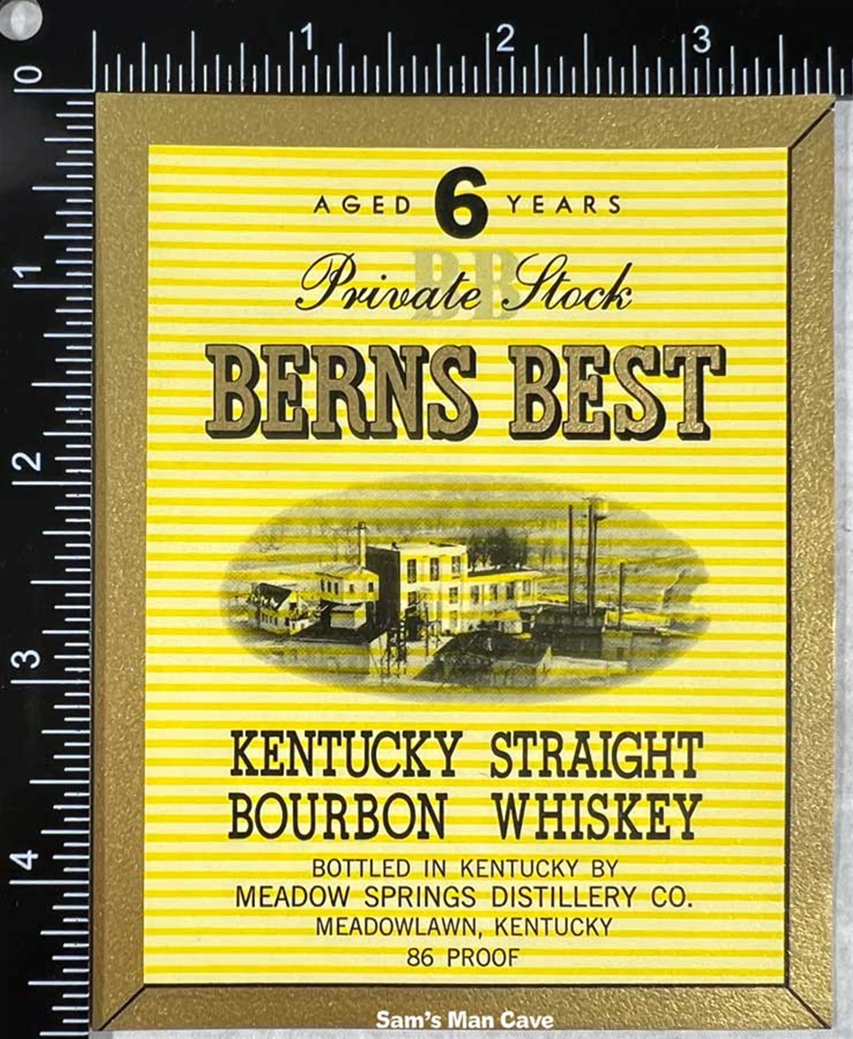 Berns Best Straight Bourbon Whiskey Label