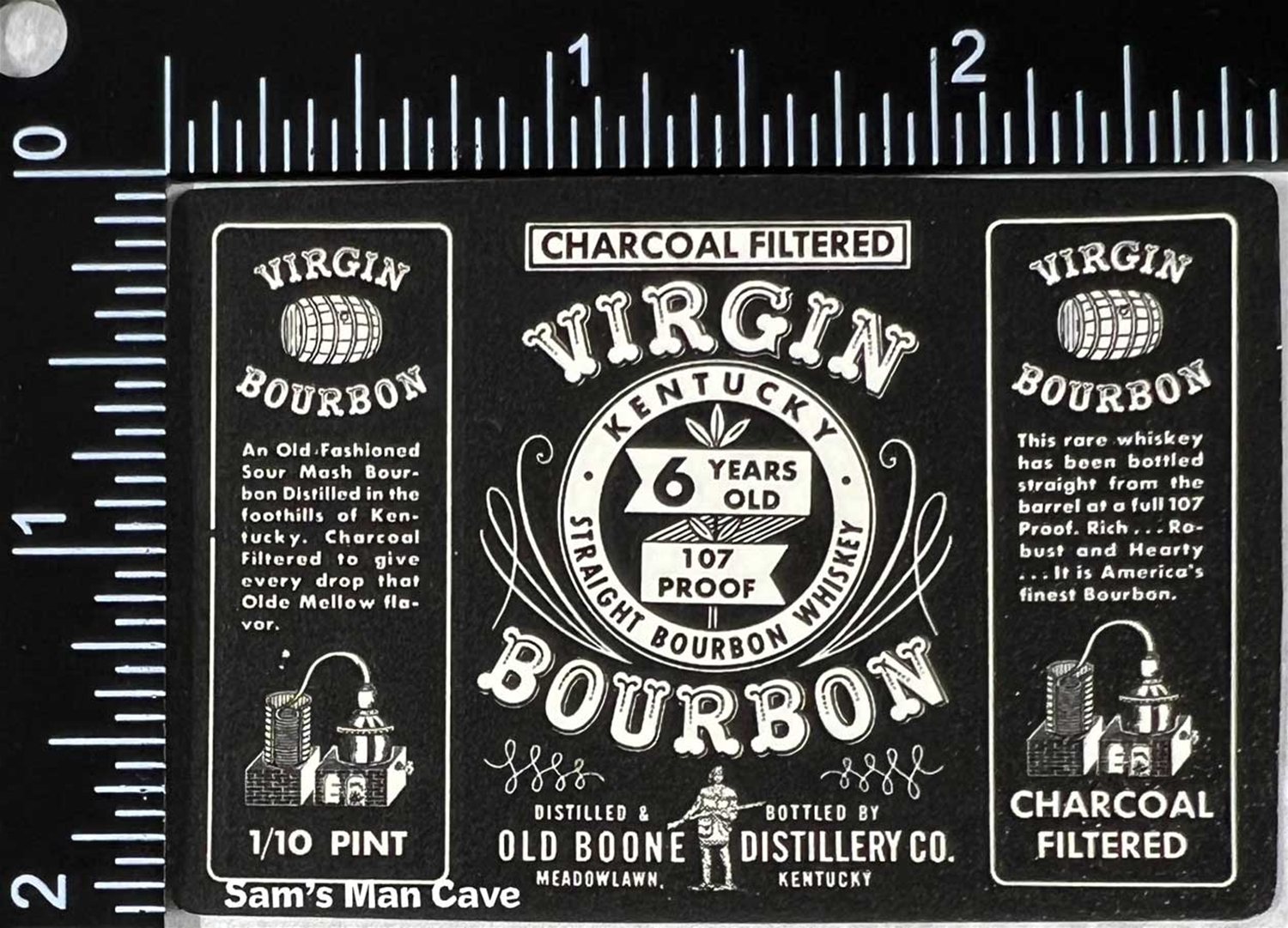 Virgin Bourbon 107 Proof Whiskey Label