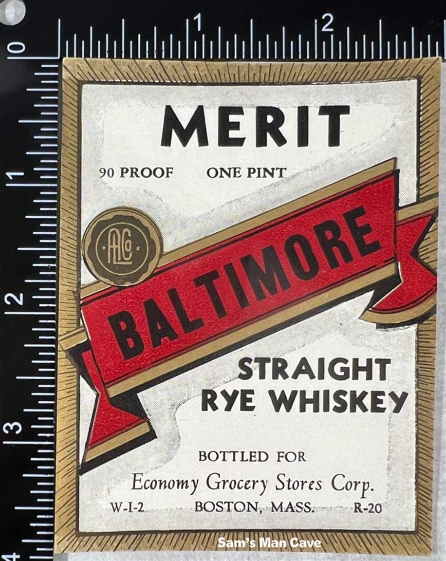 Baltimore Merit Straight Rye Whiskey Label