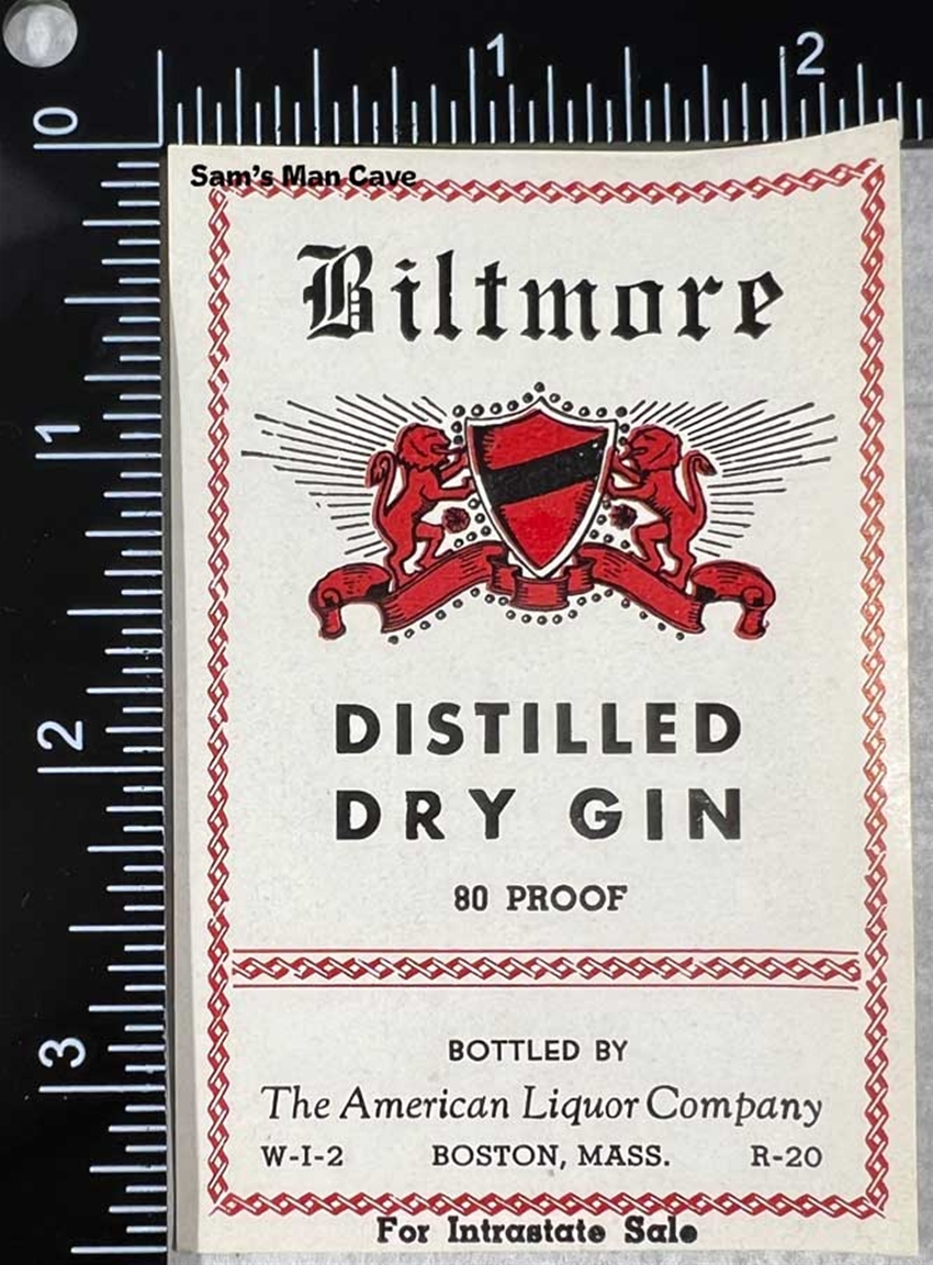Biltmore Distilled Dry Gin Label