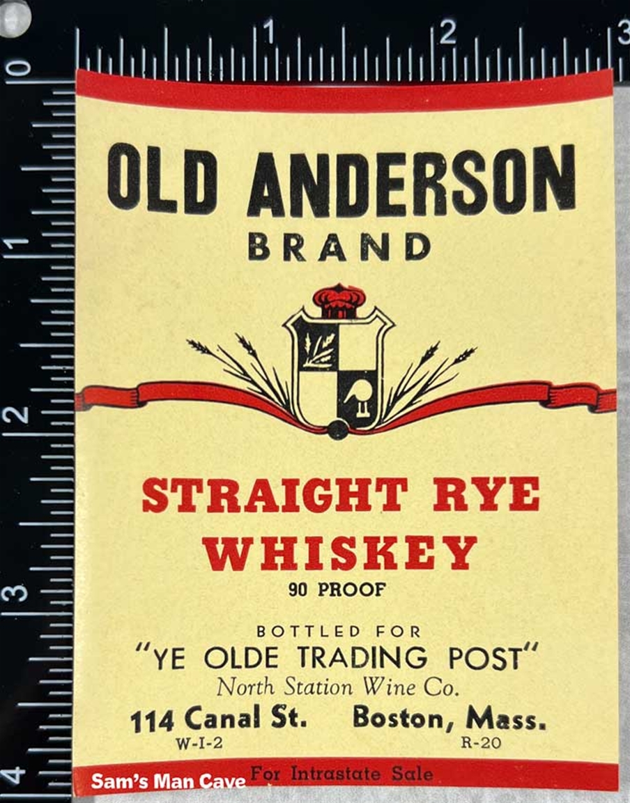 Old Anderson Straight Rye Whiskey Label