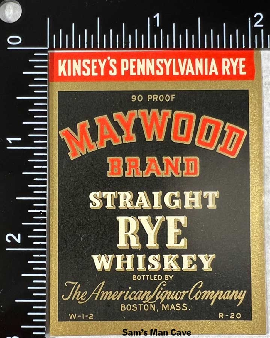 Maywood Brand Straight Rye Whiskey Label