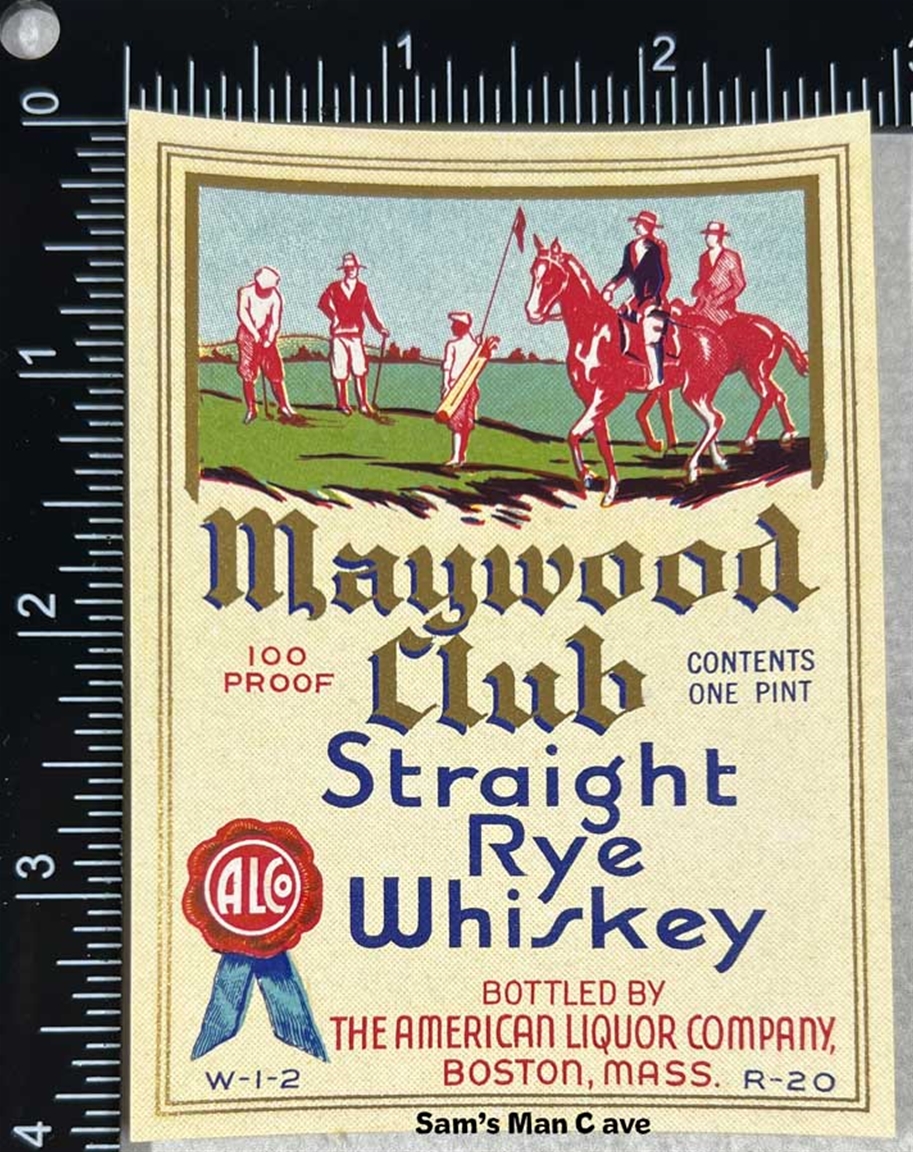 Maywood Club Straight Rye Whiskey Label