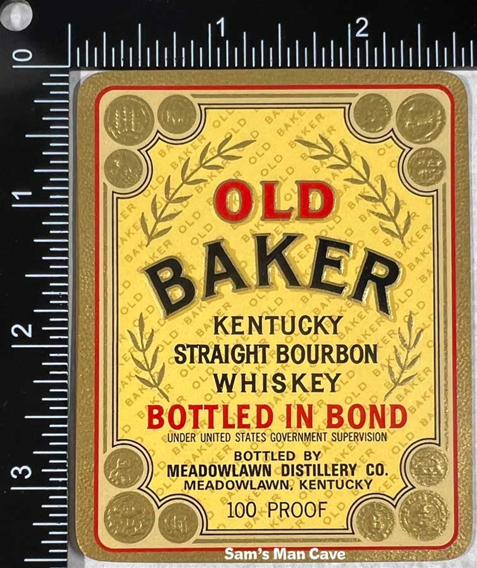 Old Baker Kentucky Straight Bourbon Whiskey Label