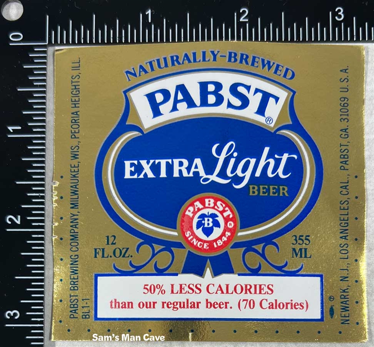 Pabst Extra Light Beer Label